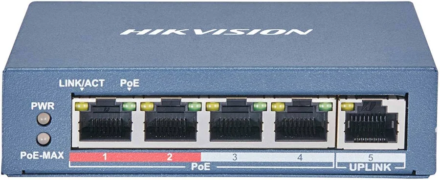 HIKVISION LONG REACH 4 PORT POE SWITCH UP TO 250 METERS,  58 WATTS